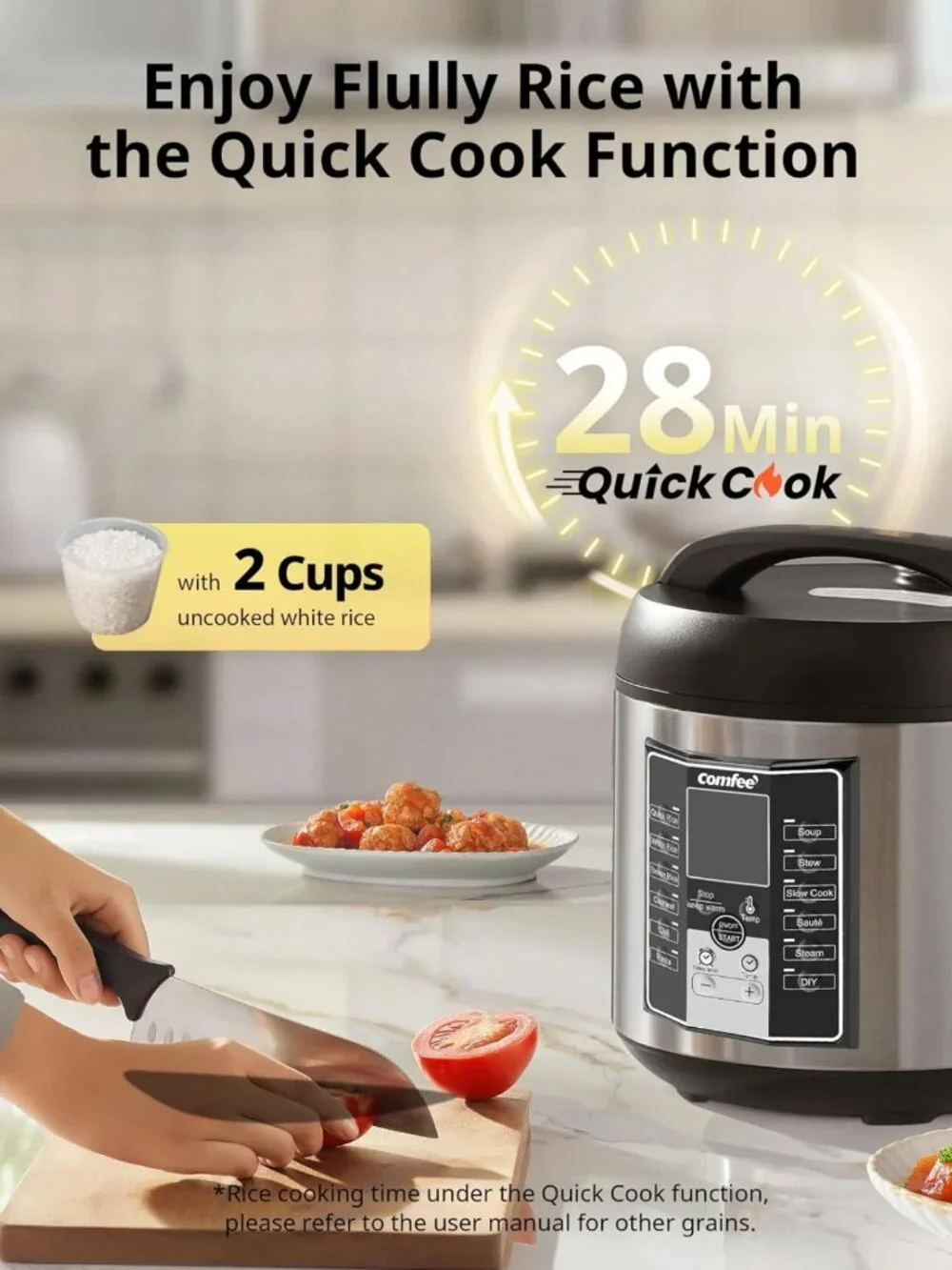 Versatile Rice Cooker with 6 Cooking Functions, Nonstick Pot, 10-Cup Capacity